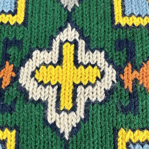 Vintage Handmade Knit Wall Hanging Tapestry Fringe Trim 20"x10" - Picture 7 of 7